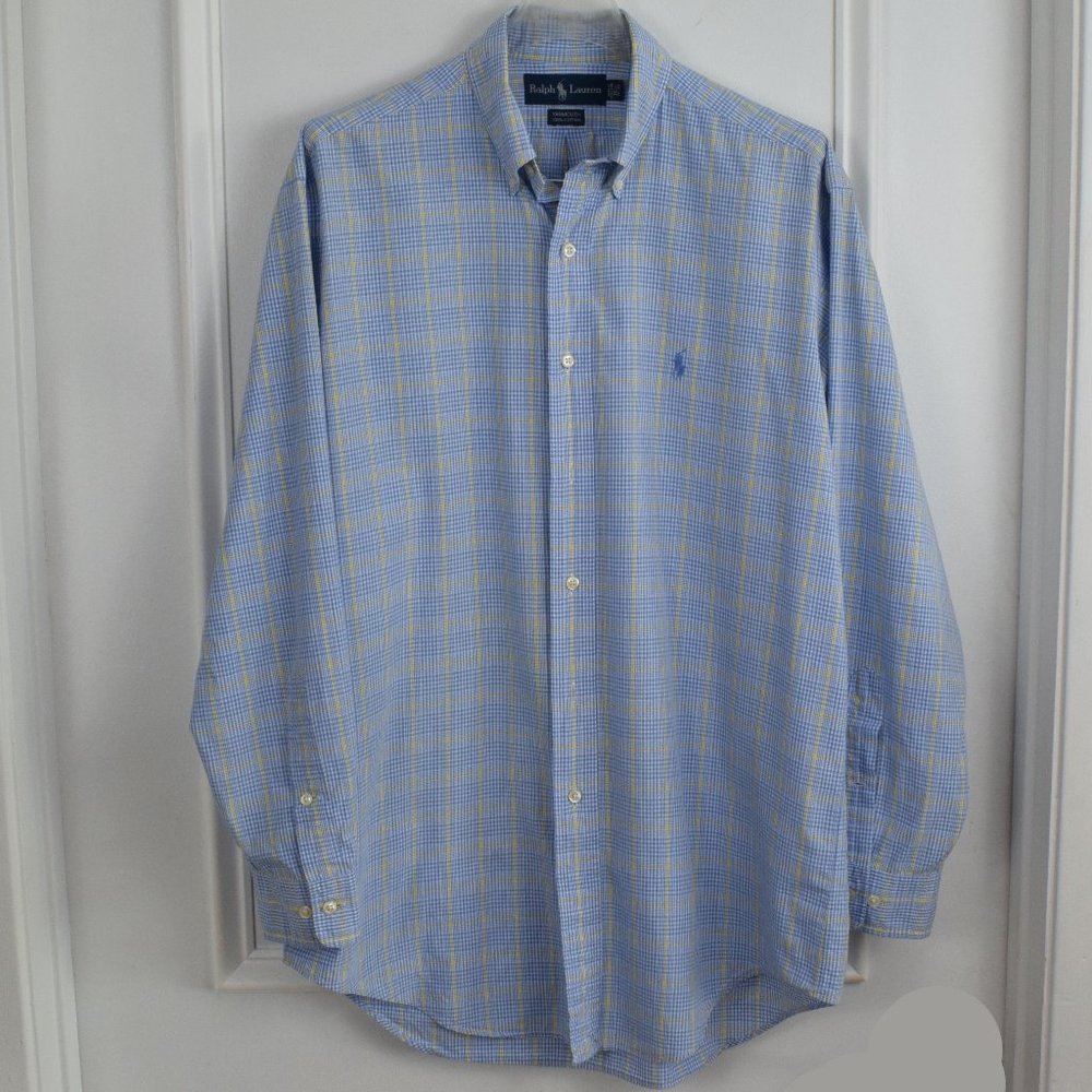 Ralph Lauren Yarmouth Men 15 1/2 Shirt Yellow Blue
